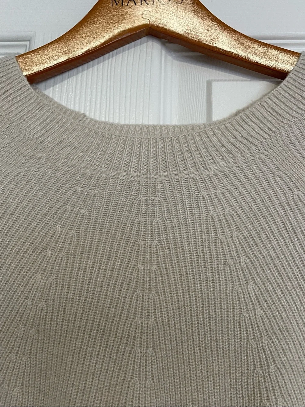Vince 100% Cashmere Directional Ribbed Crew Neck Sweater in Heather Cloud Small